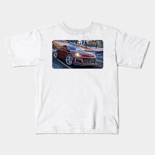 Camaro ZL1 Cartoon Drawing Action Print Kids T-Shirt